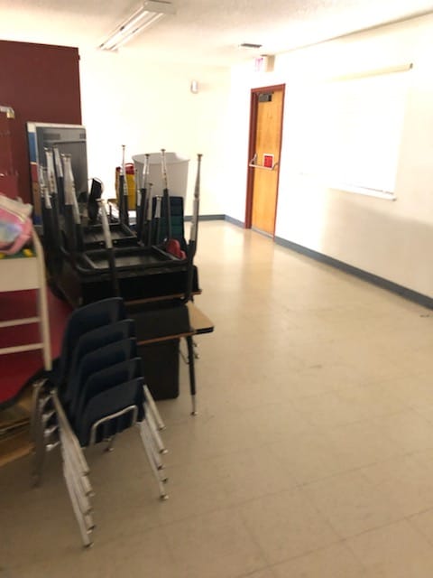 We gave a makeover to this Lutheran Church school. We redid the bathroom and flooring as well as painted the cabinets and doors.